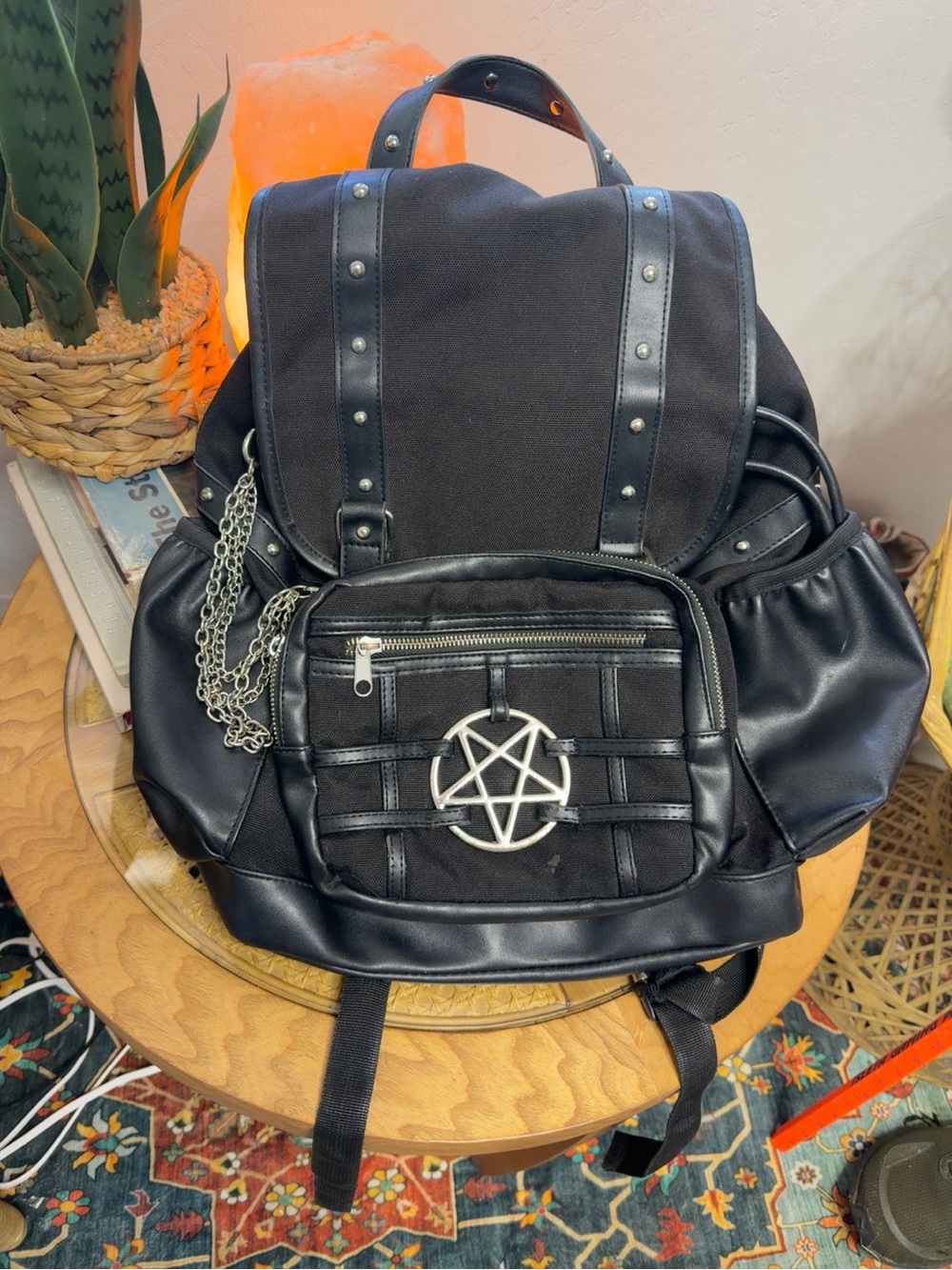 Spencer’s Black Pentagram Hardware Gothic Rucksack Backpack